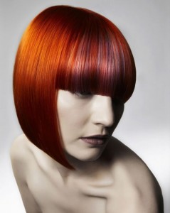 red head on medium length bob haircut