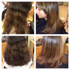 Indulge Salon York Pa colorist, Zach performs balayage on client Michelle Perez