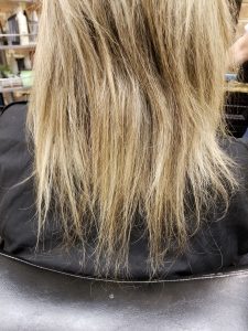 Split ends, broken off hair from pony tails, Indulge Salon York Pa